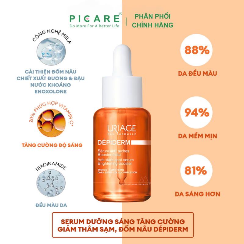 Serum Dưỡng Sáng Tăng Cường, Giảm Thâm Sạm, Đốm Nâu URIAGE DÉPIDERM ANTI-DARK SPOT SERUM - BRIGHTENING BOOSTER 30ml
