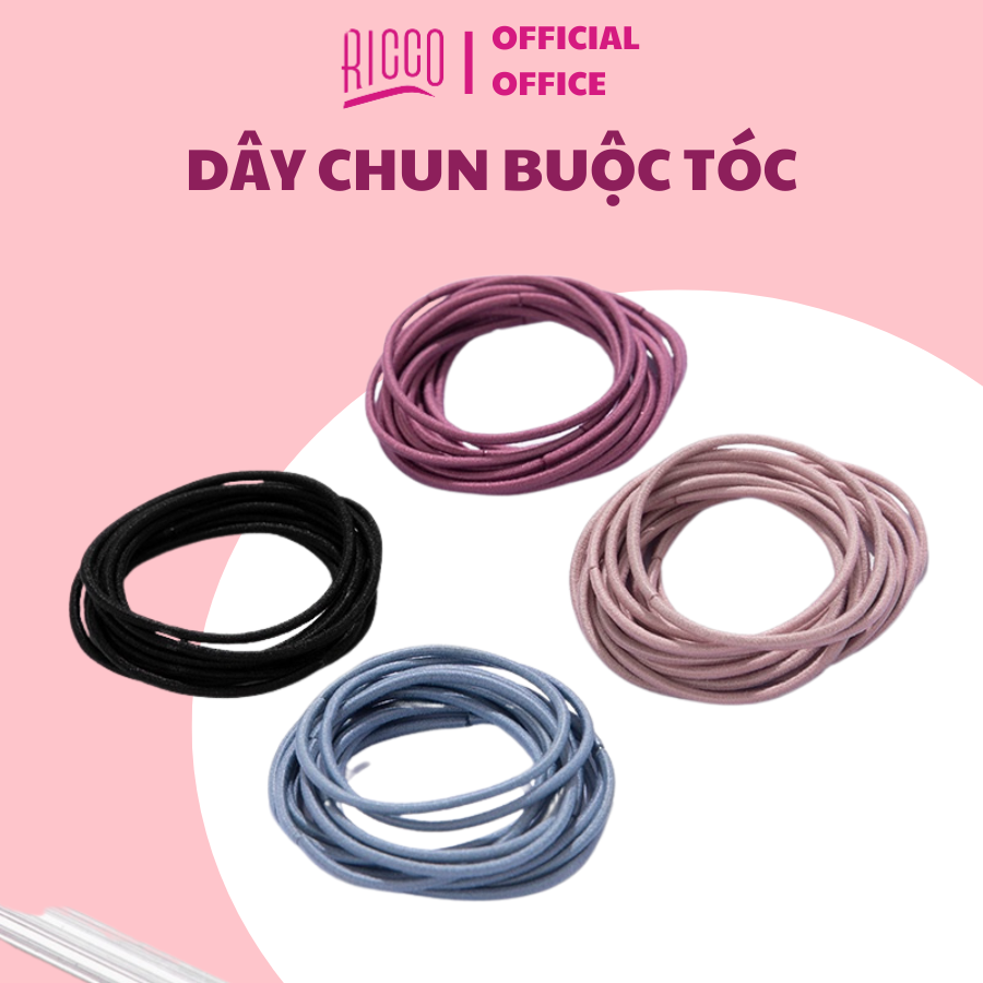 Set 50 Dây Chun Buộc Tóc Trơn Dựng Túi Zip Mix Màu