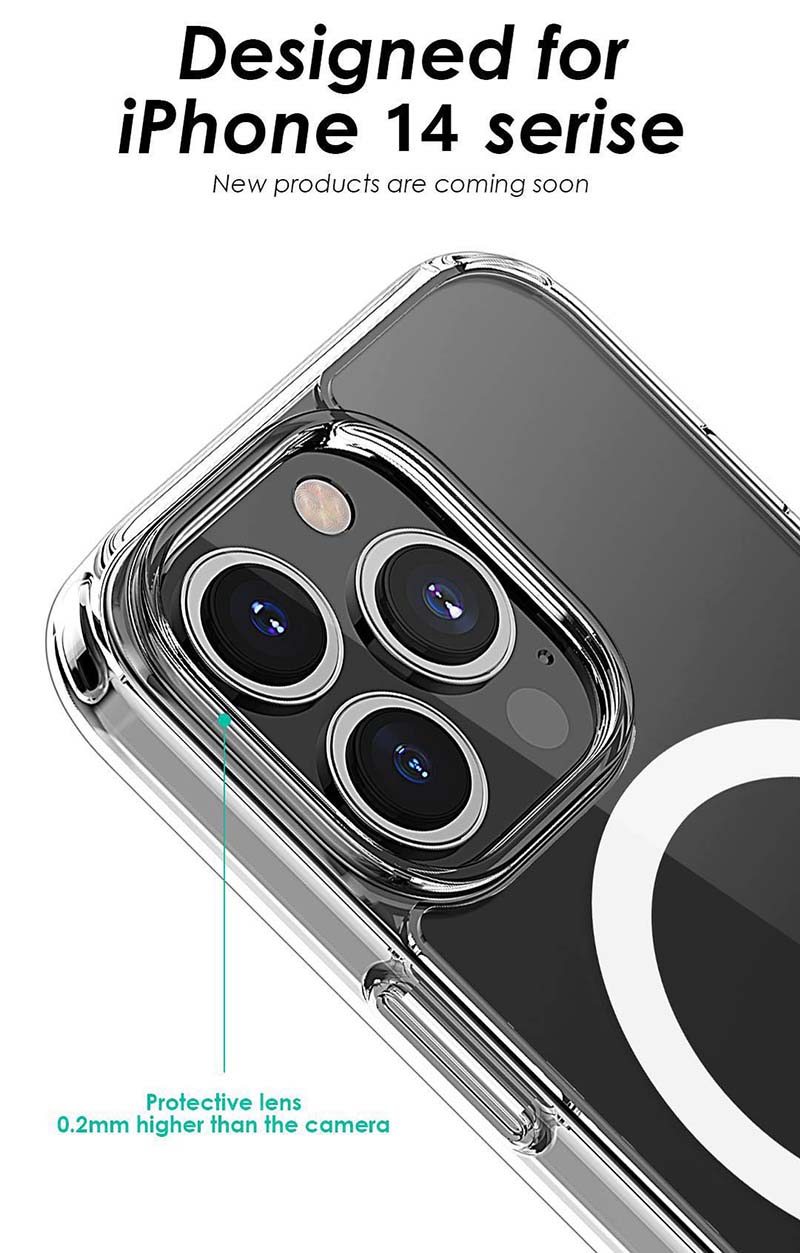 Ốp cho iPhone 14 pro max/ 14 pro sạc từ tính trong suốt chống sốc