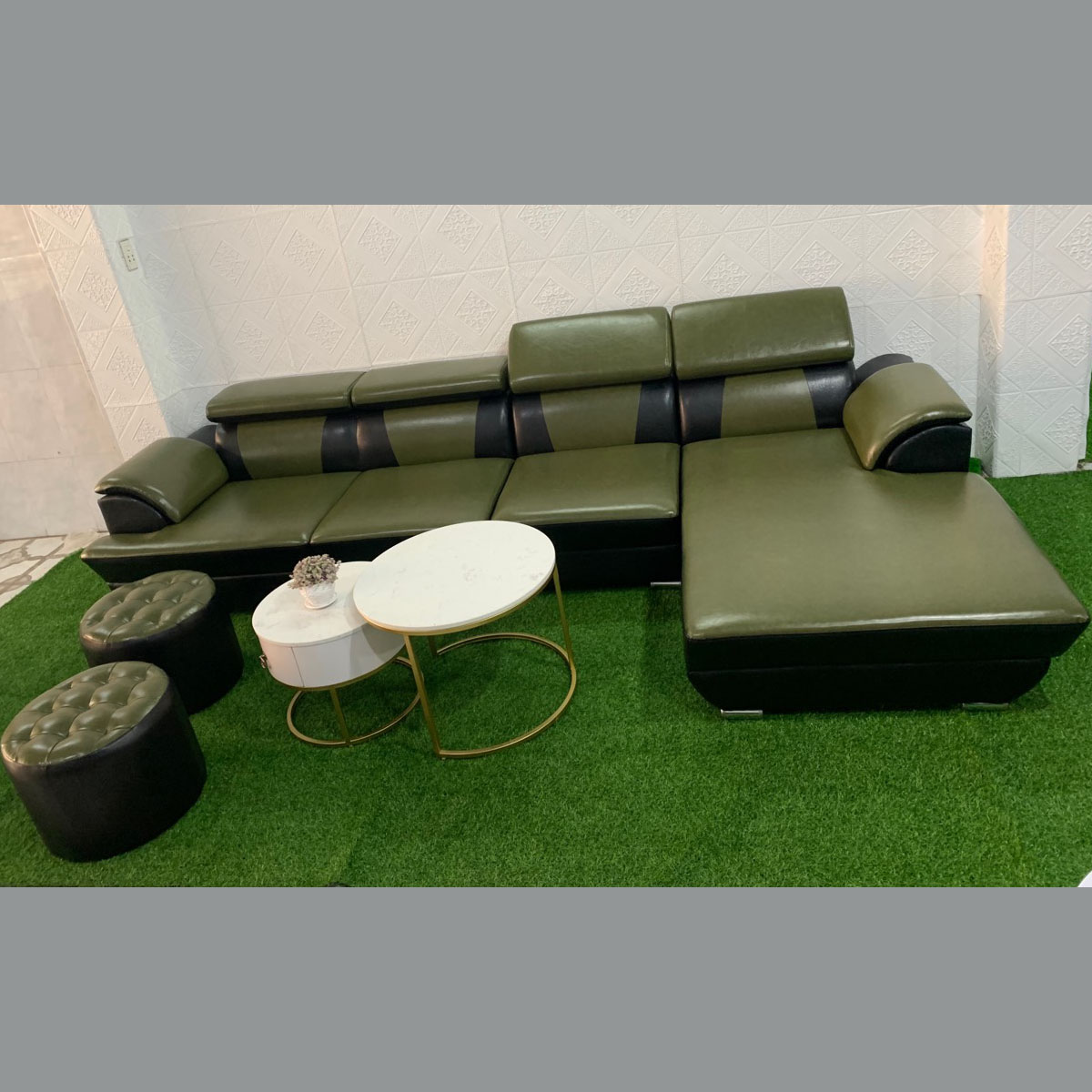 Bộ bàn ghế sofa da góc chữ L