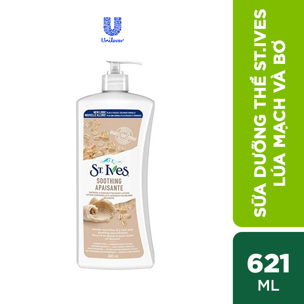 Sữa dưỡng thể Lúa Mạch và Bơ St.Ives Soothing Oatmeal &amp; Shea butter body lotion 621ml