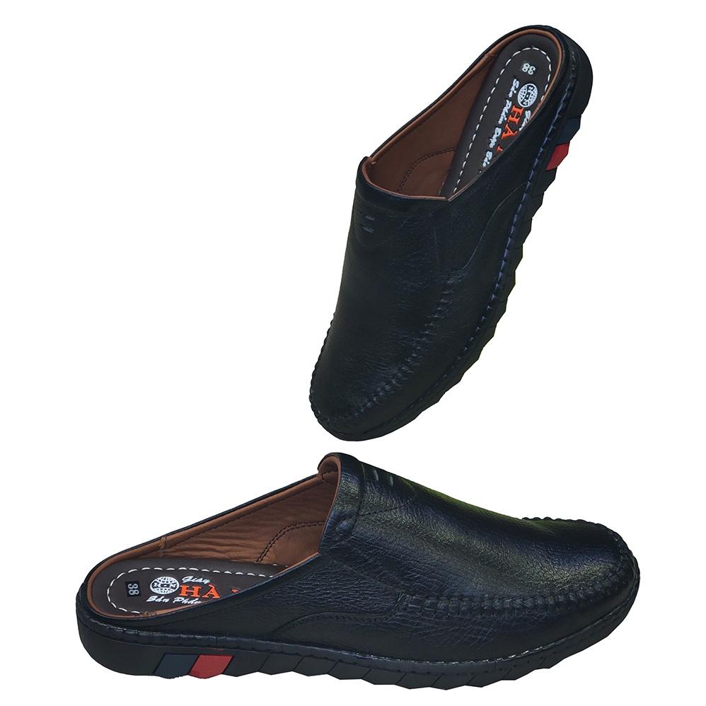 Dép Bít Mũi Nam Da Bò Thật TiTi ĐÔ Cao Cấp GSB2101d