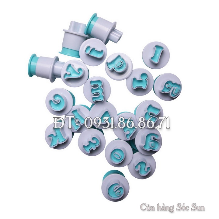 Khuôn Cookie, cutter, fondant, khuôn lò xo 26 chữ cái in hoa, chữ thường, 10 số – Mã số 1909