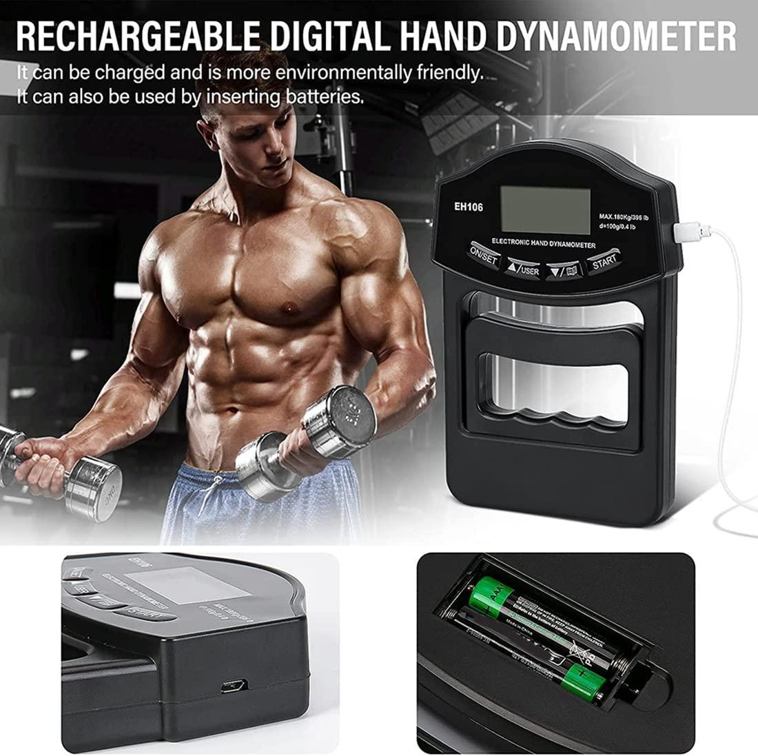 Xử lý kiểm tra, 396lbs/180 kg - Máy đo lực thủ công kỹ thuật số - Xử lý - Dao - USB - màn hình LCD - Xử lý - Máy đo lực kế -