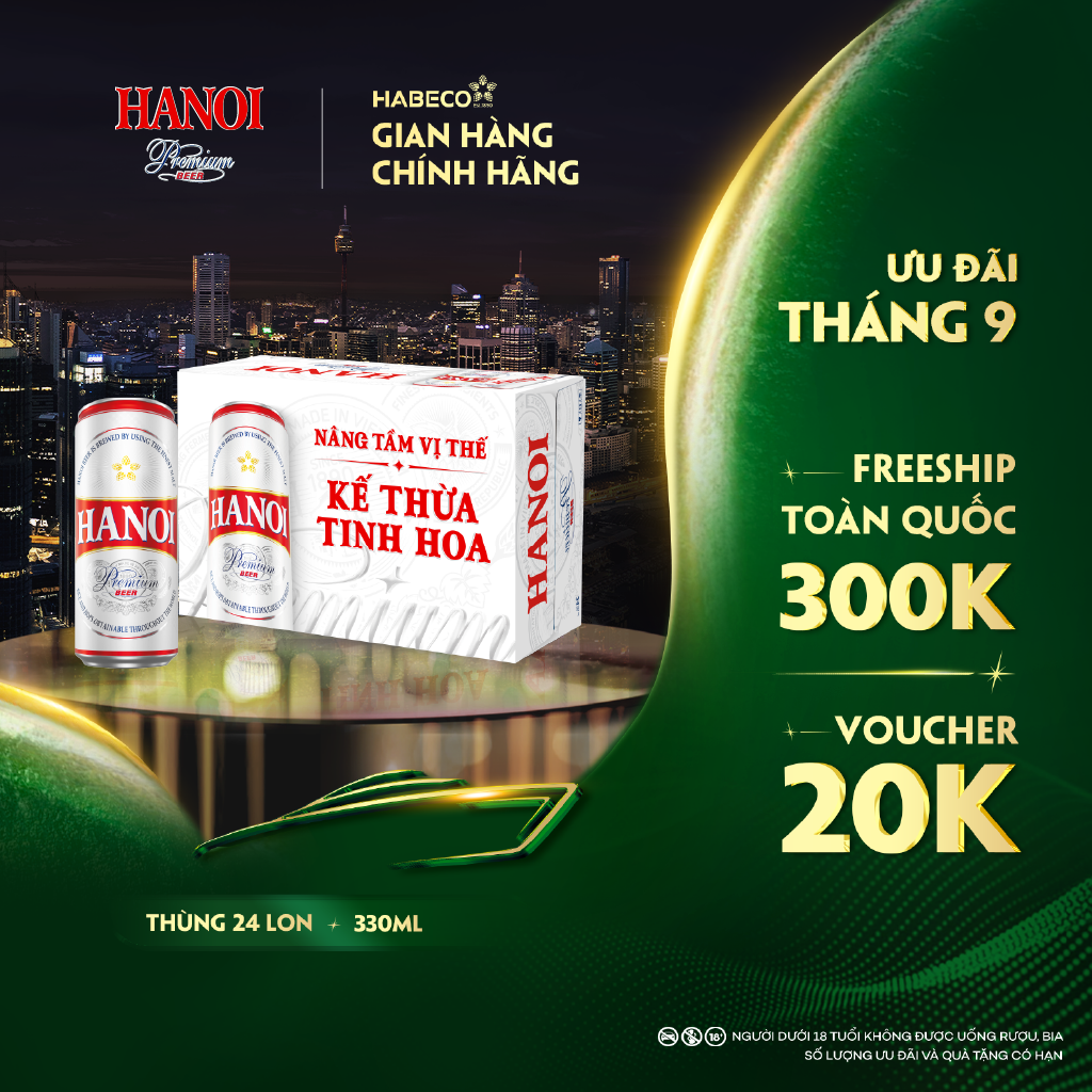Bia Hanoi Premium – Thùng 24 lon 330ml