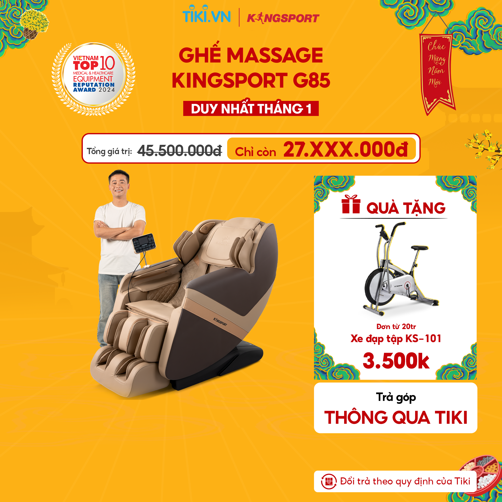 Ghế massage toàn thân Kingsport G85 con lăn di động 3D, con lăn bắp chân chuyên biệt, công nghệ ion âm