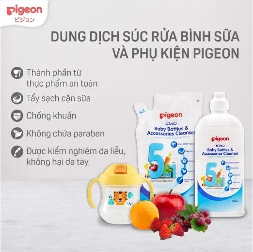 Dung dịch súc rửa bình sữa &amp; phụ kiện Pigeon 500ml/ 450ml túi thay thế