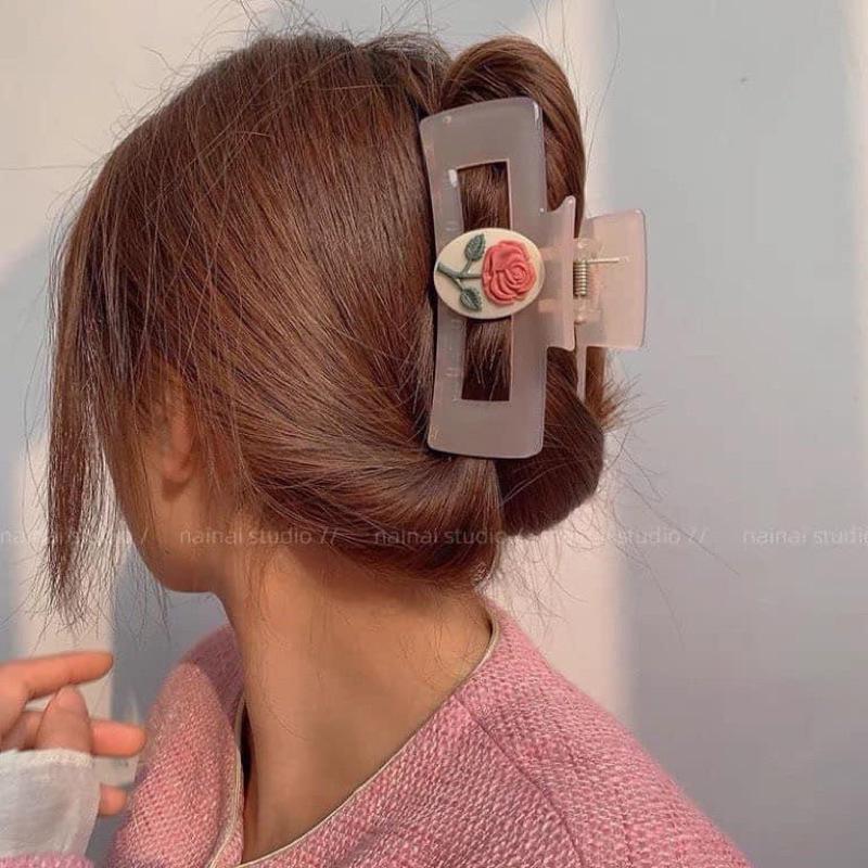 Sét 2 Kẹp cá mập đính đá hoa hồng