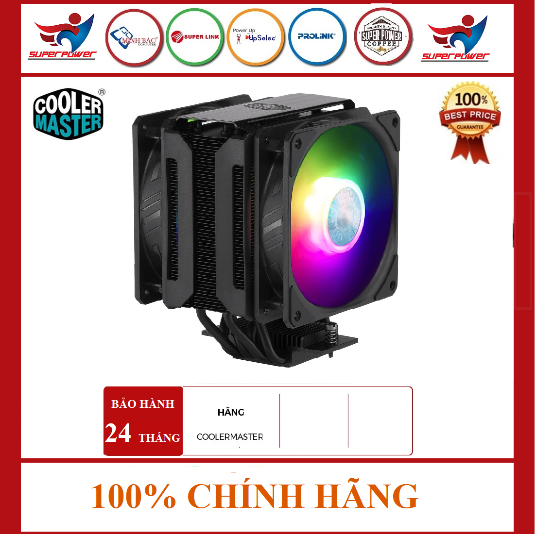 QUẠT CPU COOLER MASTER MasterAir MA612 Stealth ARGB  - HÀNG CHÍNH HÃNG