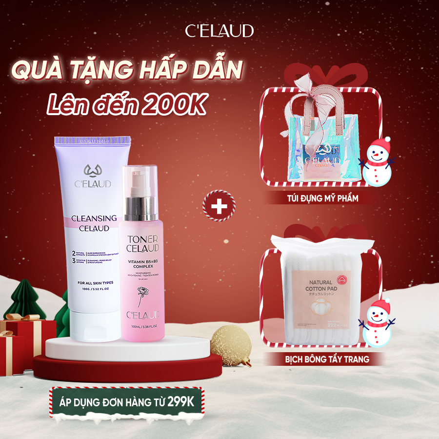 Combo nước hoa hồng làm dịu da và sữa rửa mặt làm sạch sâu Celaud