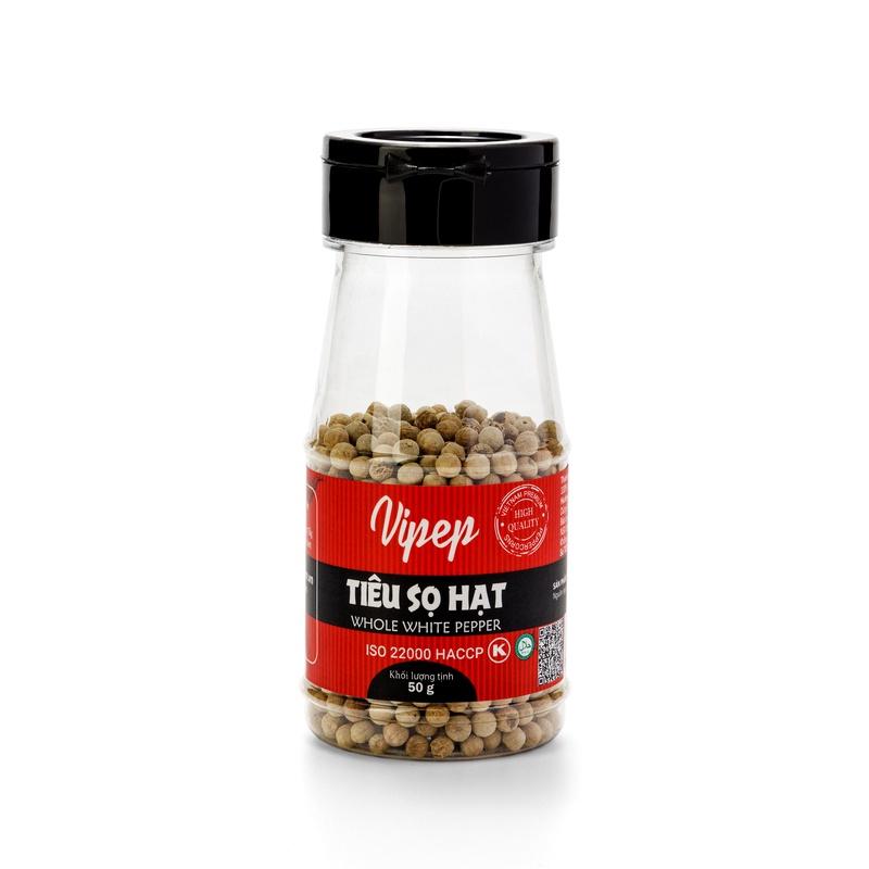 Hạt tiêu sọ trắng to Vipep 100% nguyên chất, vị thơm cay đặc trưng (50g)