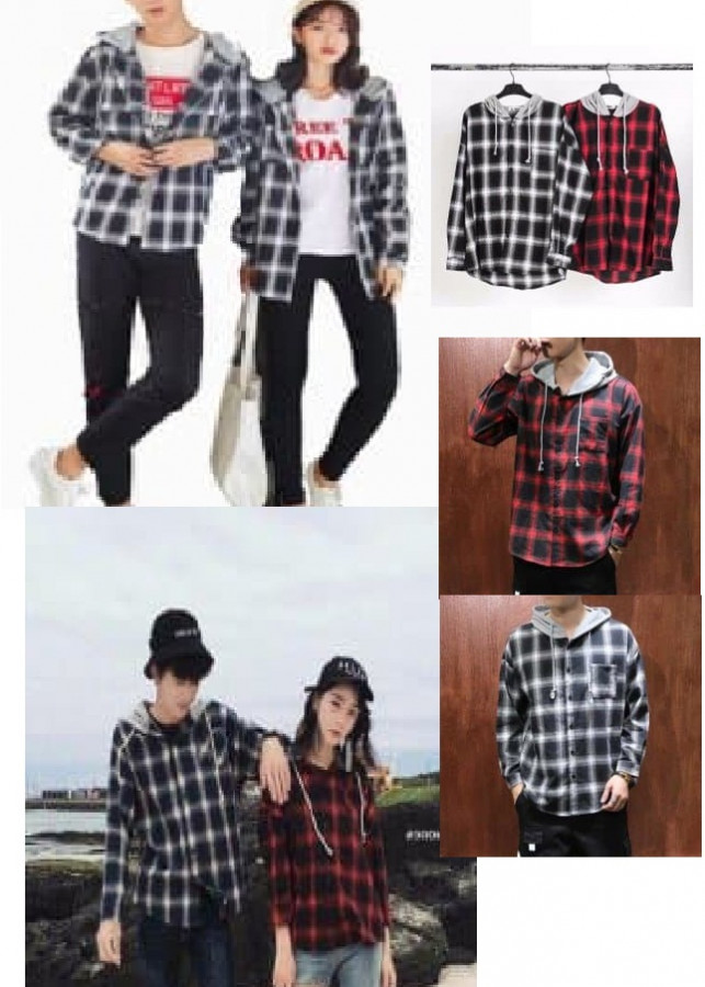 Áo sơmi sọc nam nữ có nón cao cấp