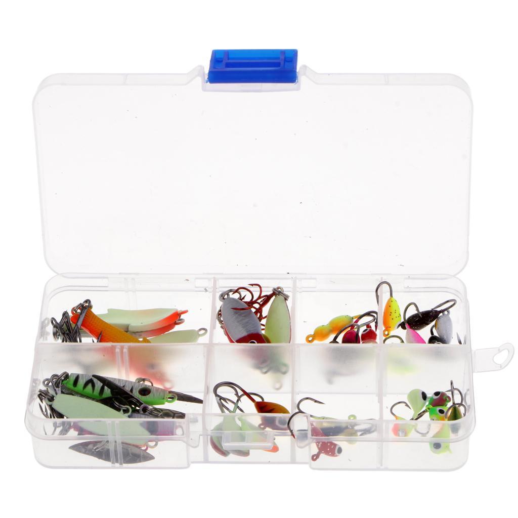 36pcs Assorted Ice Fishing Jigs Jigging Lures Lead Jig Hooks With Box
