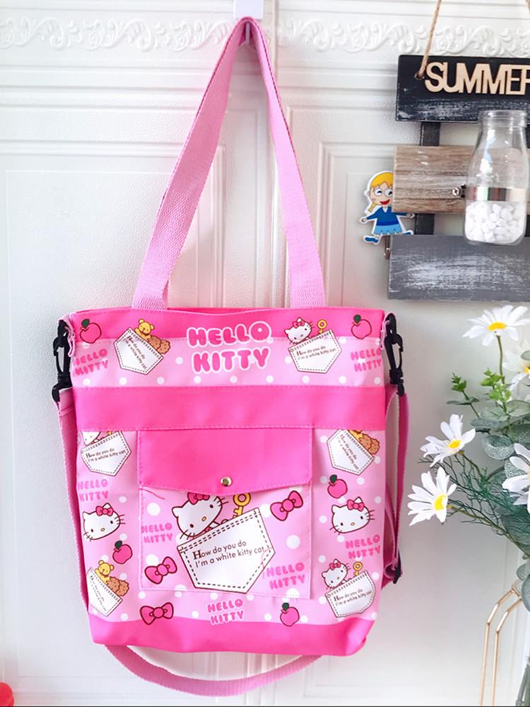 Sanrio Hello Kitty Hoạt Hình Canvas Túi Trẻ Vai Cô Gái Bé Trai Túi Sinh Viên Dạy Kèm Túi Xách