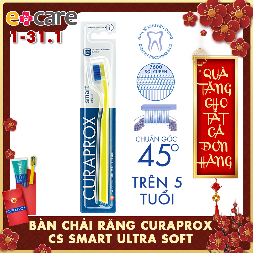 Bàn chải răng siêu mềm cho trẻ trên 5 tuổi Curaprox Smart