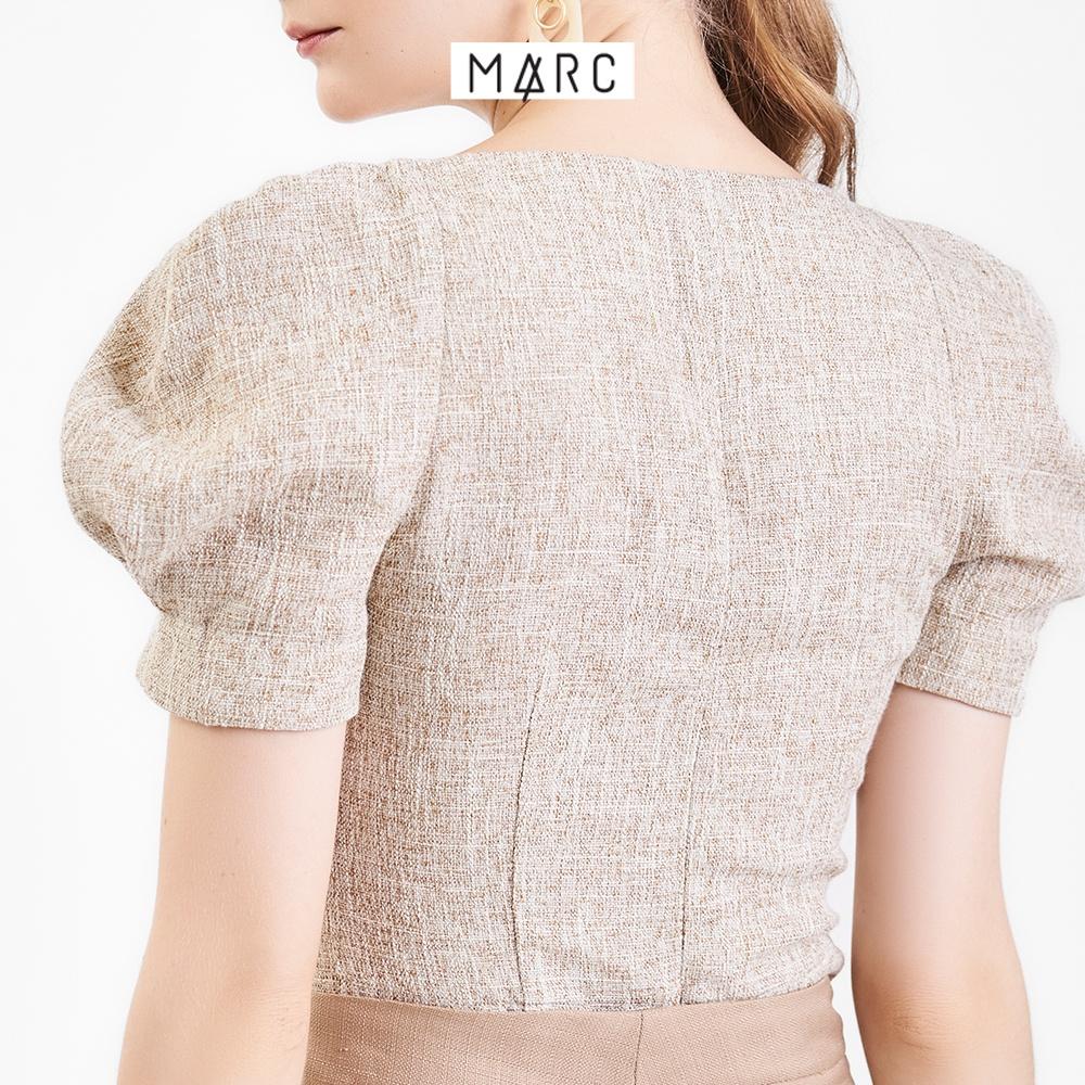 Áo kiểu croptop nữ MARC FASHION tay phồng cổ vuông xẻ V TRLH081222