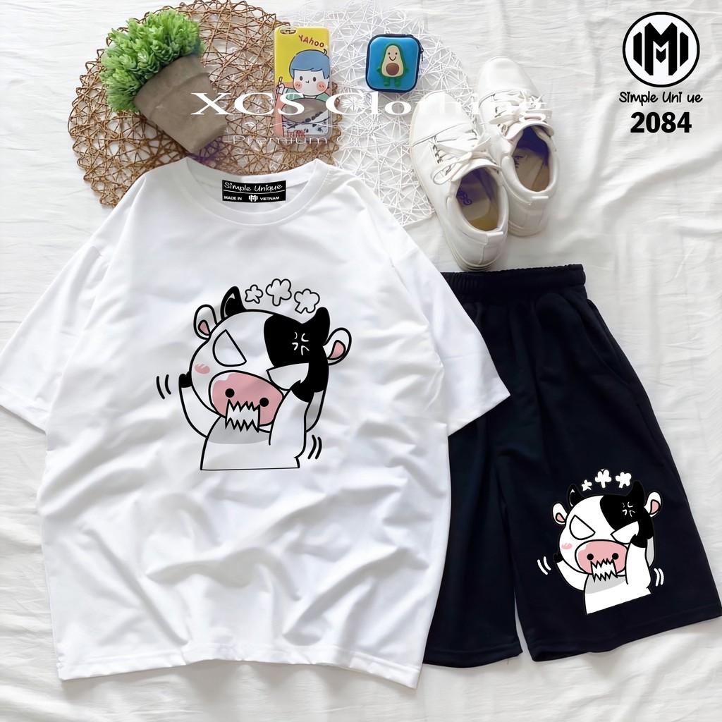 Đồ Bộ Hoạt Hình Unisex BÒ SỮA – Aossi , Set Cartoon, Freesize, Thun Cotton, Nam Nữ Đều Mặc Được