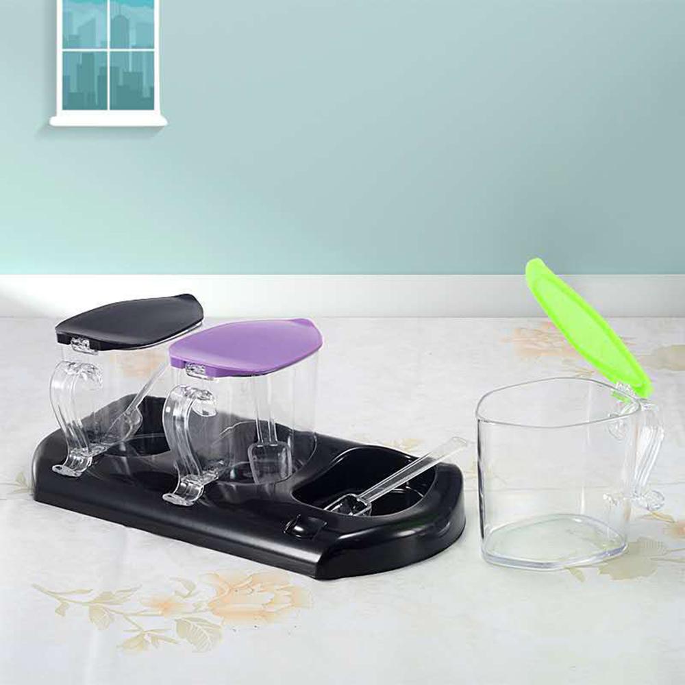 3 Hộp đựng gia vị bằng nhựa trong suốt có nắp đậy kèm đế