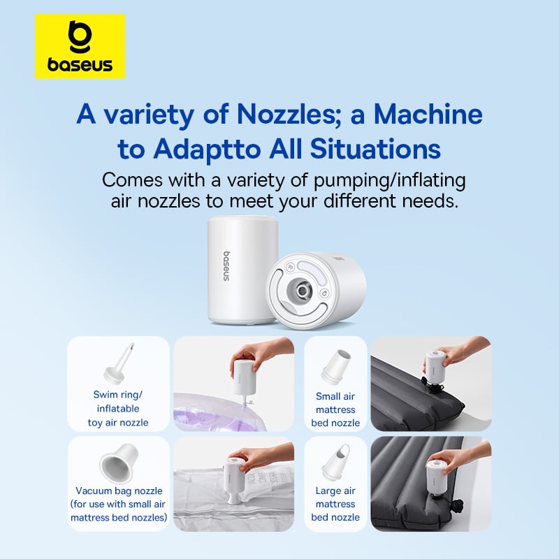 Máy Bơm Hơi Mini Kiêm Hút Chân Không Baseus PocketGo Pro Series (240L/min, 4000Pa) - Hàng chính hãng