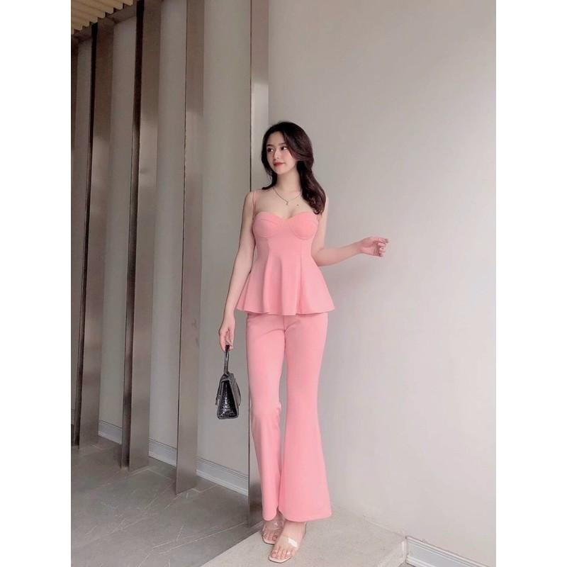 Sét bộ áo 2 dây kèm quần ống rộng ở nhà hay xuống phố đều xinh lung linh