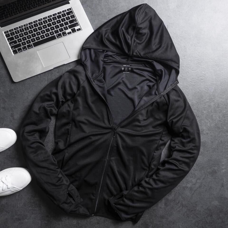 Áo Khoác Đi Nắng, Chống Nắng Có Mũ Cho Nam CN11-Cotton Thoát Mồ Hôi - Đen - XL