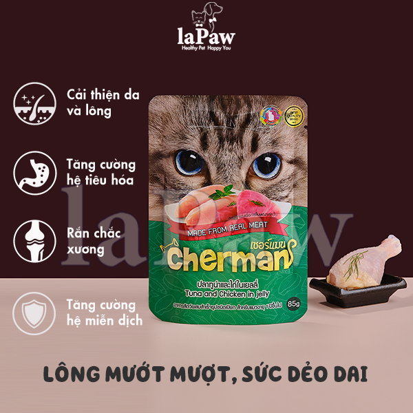 Pate cho mèo trưởng thành Cherman cao cấp nhập khẩu Thái Lan gói 85g