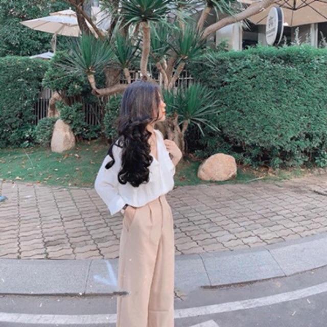 Quần culottes rộng cạp cao khoá trước 1 khuy- Quần ống rộng lưng cao khóa sườn dáng dài vải tuyết mưa vitex nhiều màu