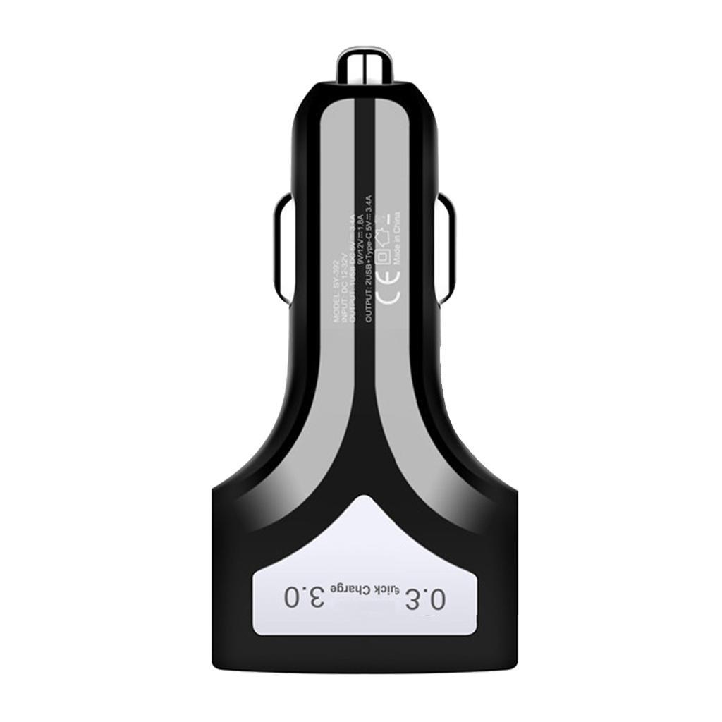QC3.0 Universal Dual Port LED USB Smart Car Quick Charge Adapter Black