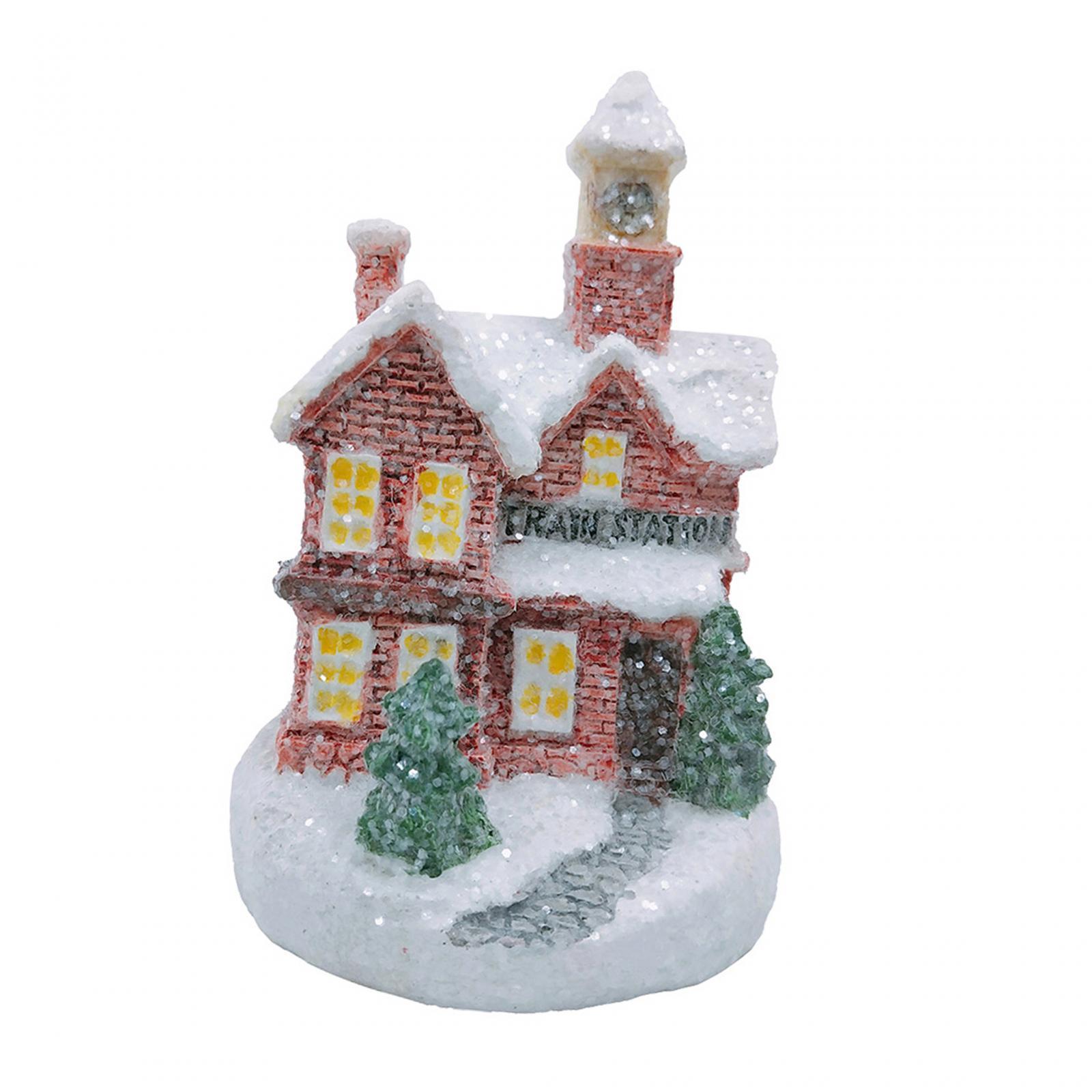 Christmas Scene Lighted House Desk Decoration for Office Shop Window Bedroom