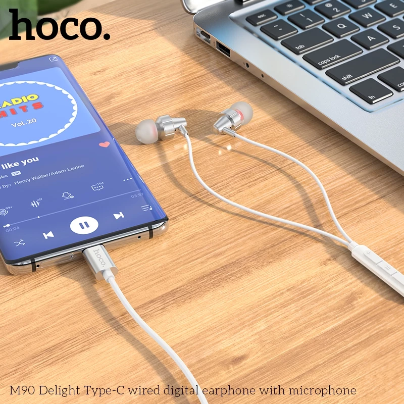 Tai nghe Type C có mic DAC 16bit 48kHz dùng cho điện thoại Samsung/ Xiaomi/ iPhone15/16 Hoco M90 _ Hàng chính hãng