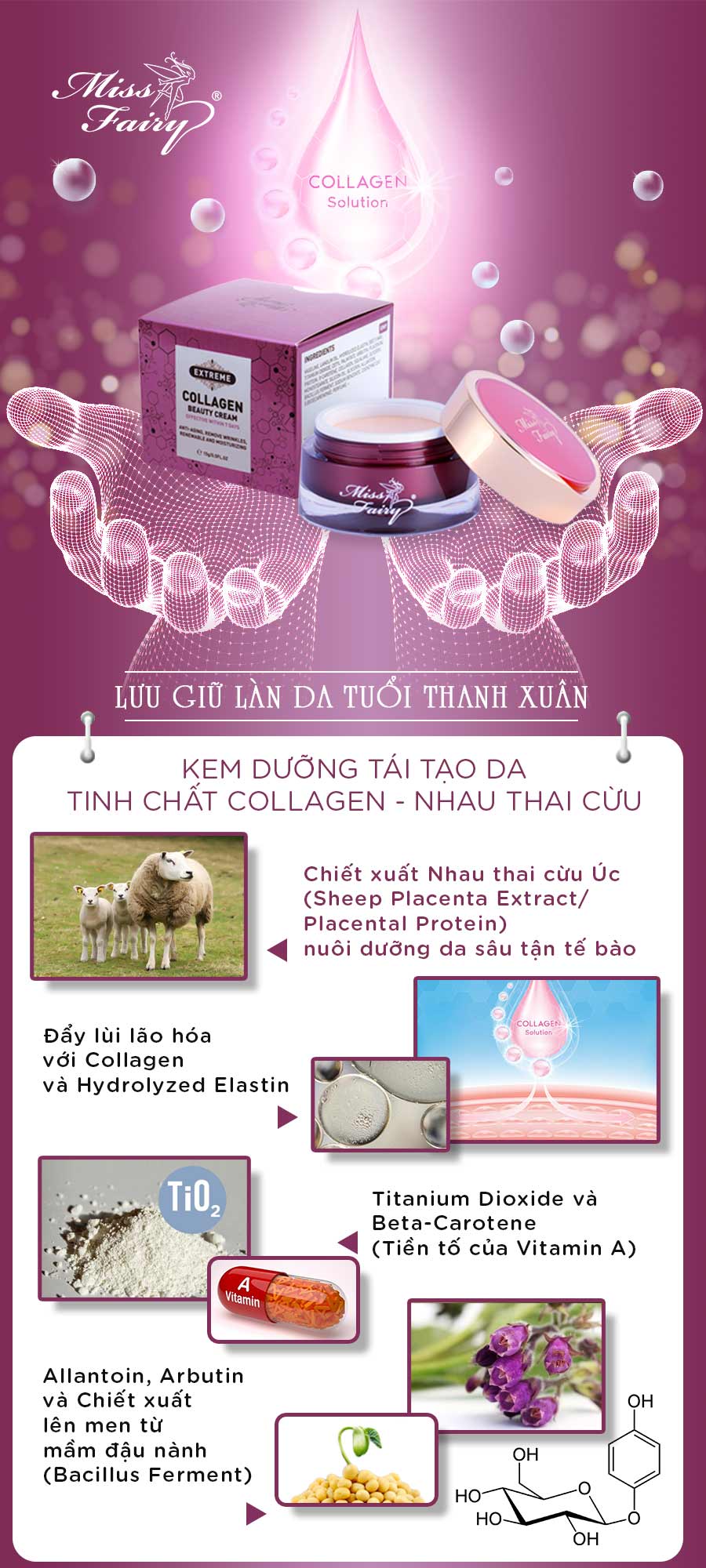 KEM MISSFAIRY COLLAGEN NHAU THAI CỪU - SIÊU DƯỠNG TRẮNG - GIẢM NHĂN - LÃO HOÁ