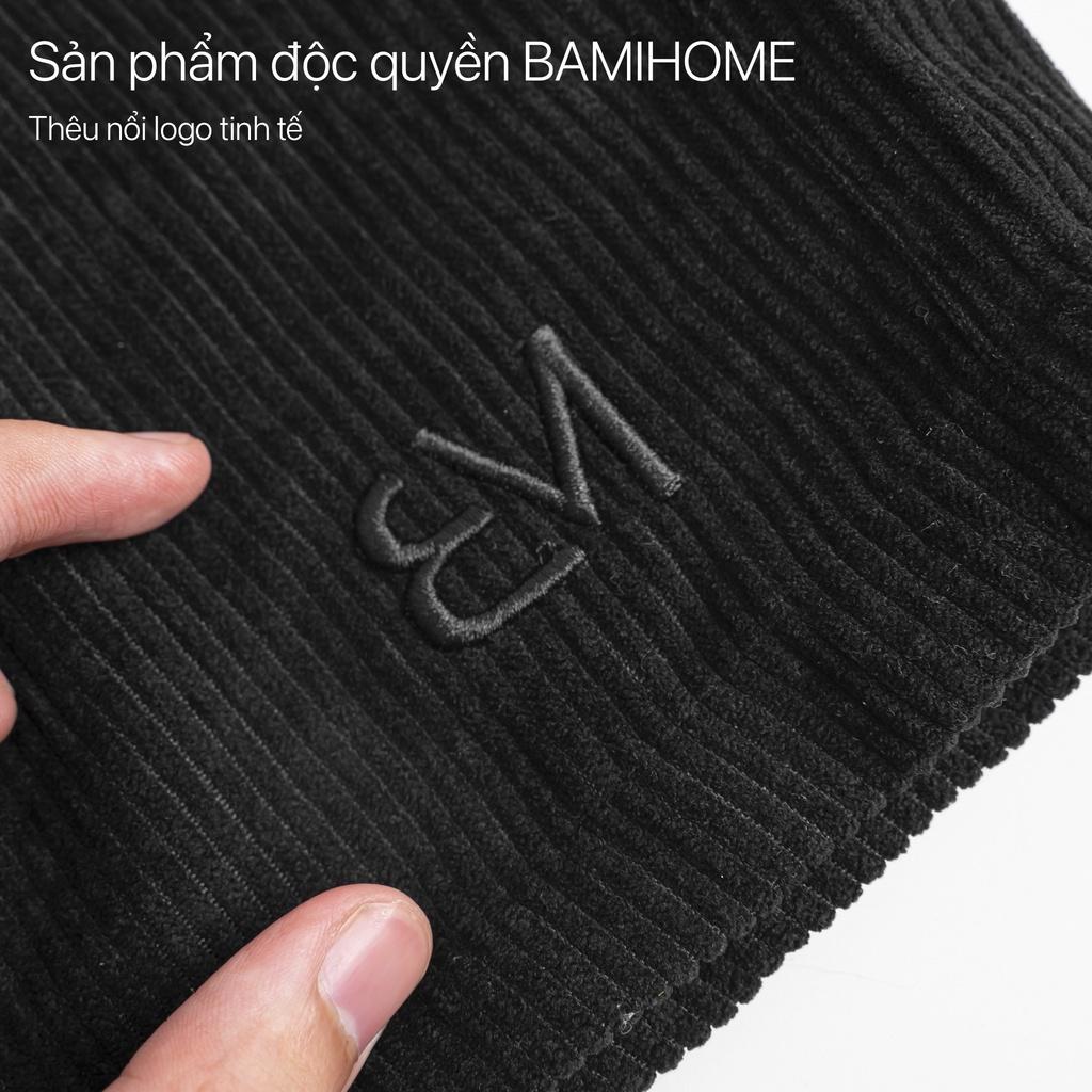 Quần short đùi unisex BAMI HOME vải nhung gân, lưng thun thoát mát trẻ trung QS- 20