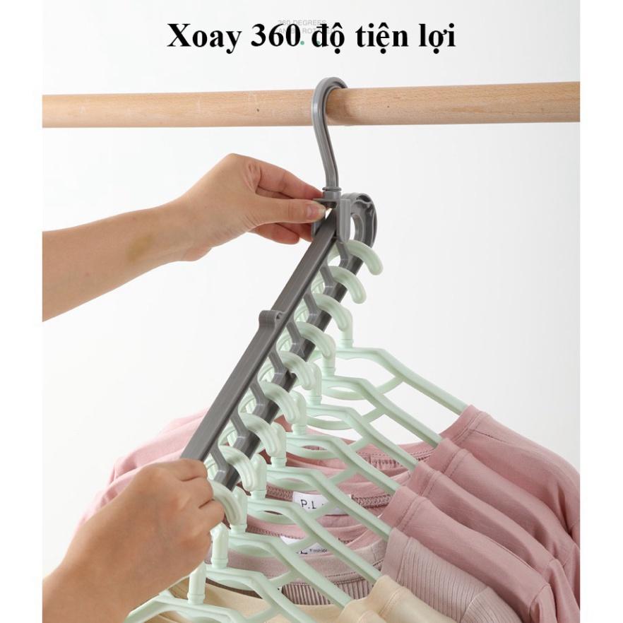 Móc Treo Quần Áo 9 Lỗ Đa Năng, Tiết Kiệm Diện Tích Siêu Tiện Dụng