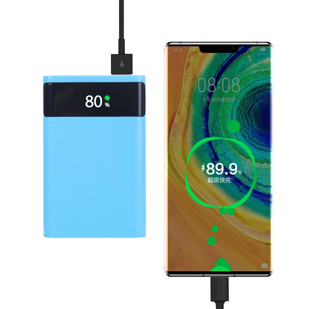 4 cái 18650 Pin DIY Power Bank Case Hộp lưu trữ sạc 5/12V Dual USB Type C Android Giao diện Micro USB cho điện thoại thông minh Màu sắc: Xanh dương 22,5W