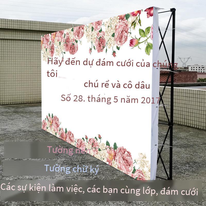 Phong cách mới nhất lưới kéo giá trưng bày sắt gấp xách tay check-in nền giá in phun chữ ký treo tường đám cưới giá treo bảng quảng cáo KT