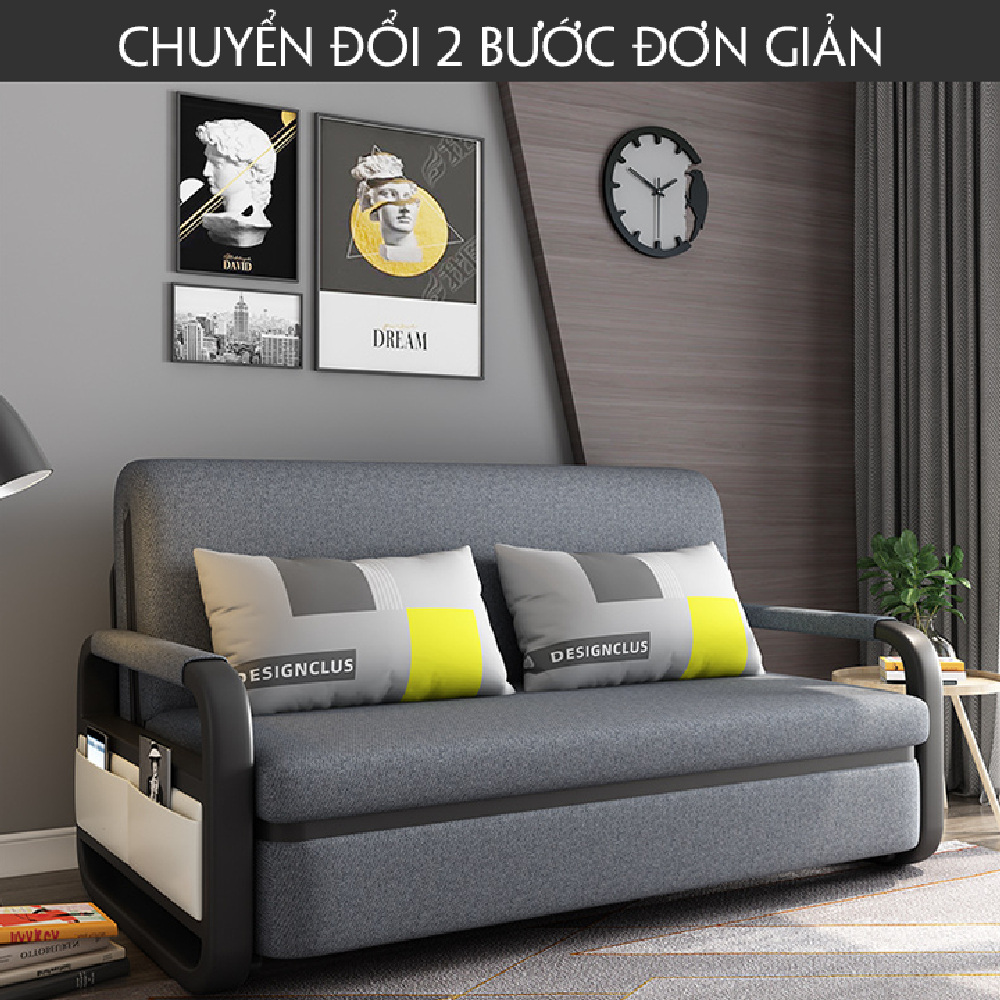 Giường sofa gấp gọn thành ghế tiện lợi K15 1m50 x 1m93 loại mousse bọt biển mật độ cao + 2 gối êm ái , giao màu ngẫu nhiên