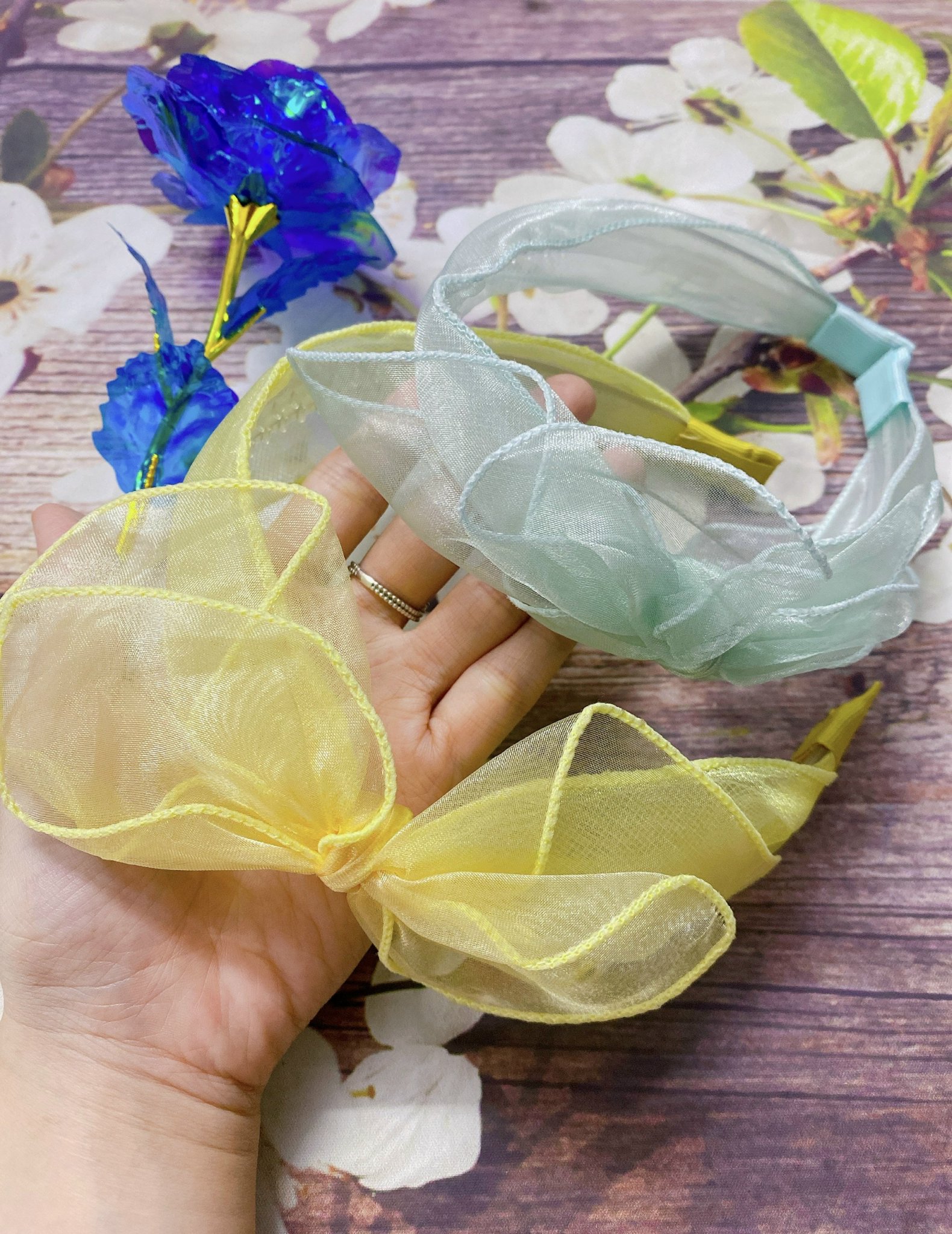 Cài Tóc Nữ Nơ Vải Voan Thanh Lịch Màu Ngọt Ngào Thời Trang