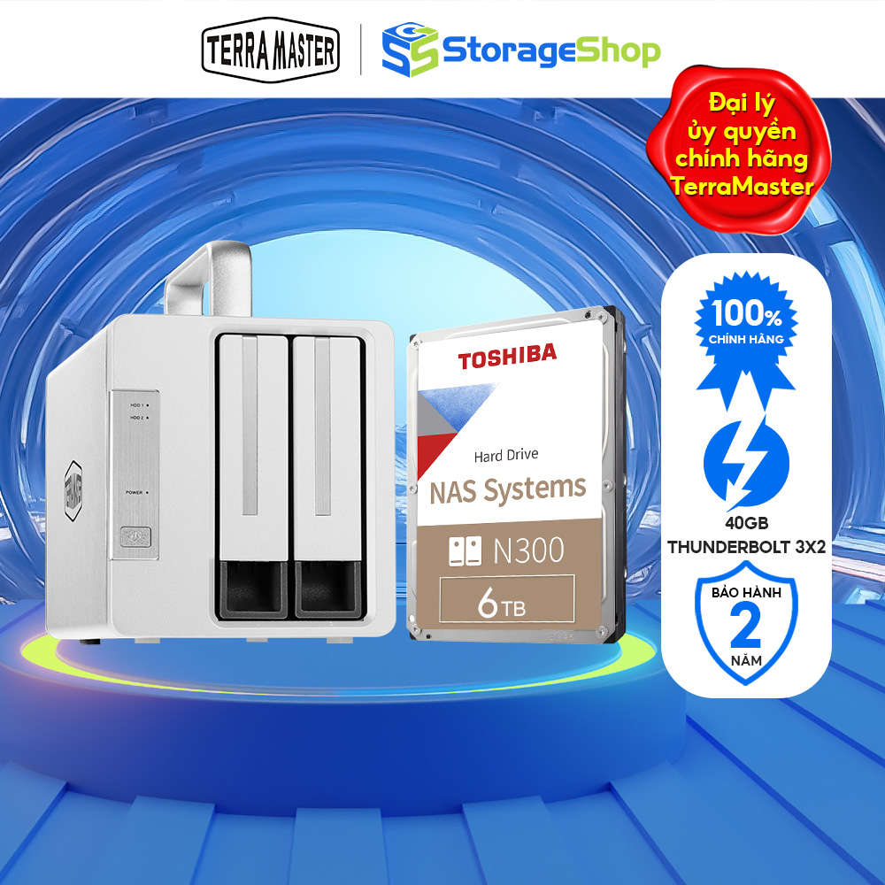 Bộ Thiết bị lưu trữ DAS TerraMaster TD2 Thunderbolt 3+NAS N300 Hàng chính hãng