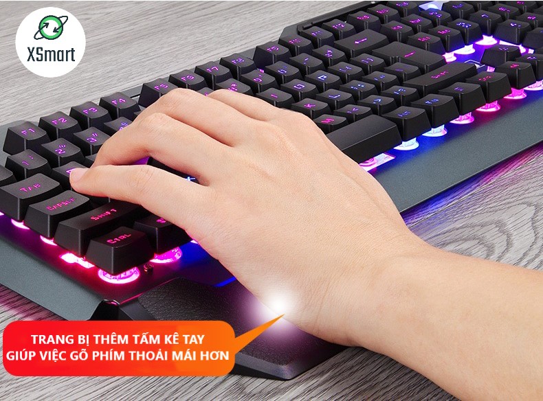 Combo bàn phím và chuột chơi game XSmart cho máy tính laptop pc LED đổi màu nhiều chế độ K618+V7 - Hàng Chính Hãng