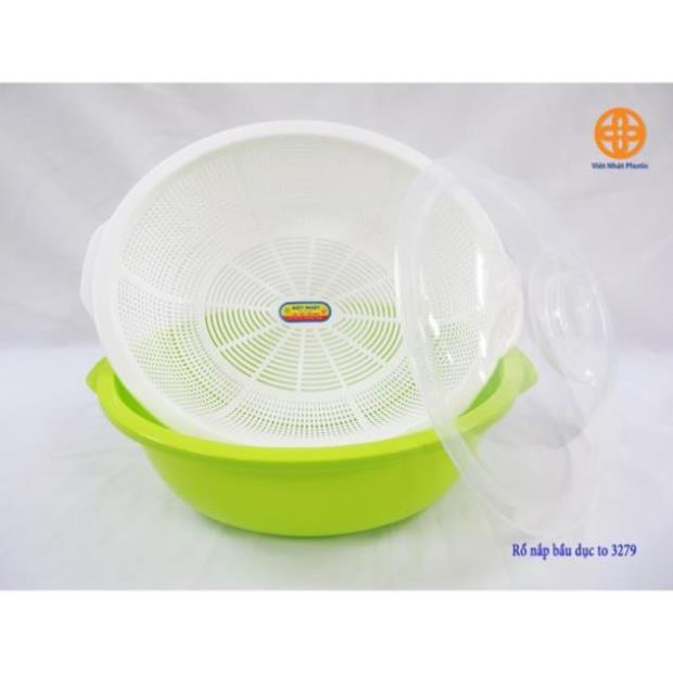 Rổ nắp nhựa tròn 2 lớp có nắp đậy cao cấp nhựa nhập khẩu