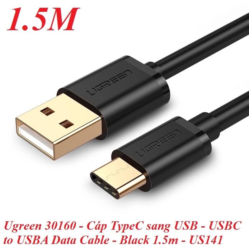 Ugreen UG30160US141TK 1.5M màu đen Dây USB 2.0 sang Type-C truyền dữ liệu và sạc - HÀNG CHÍNH HÃNG