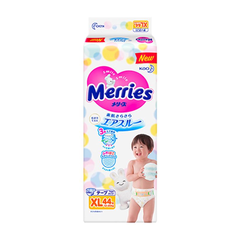 Combo 3 Tã Dán Merries Size XL - 44 Miếng (Cho Bé 12 - 20  Kg) - Tặng 1 Bộ Đồ Chơi Nhà Tắm Cao Cấp