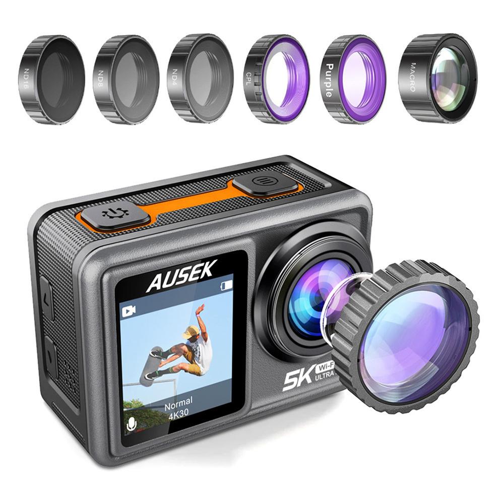 Camera hành động màn hình cảm ứng kép 4K 60FPS Video EIS 48MP với ống kính lọc tùy chọn Webcam 1080P Vlog WiFi Cam thể thao