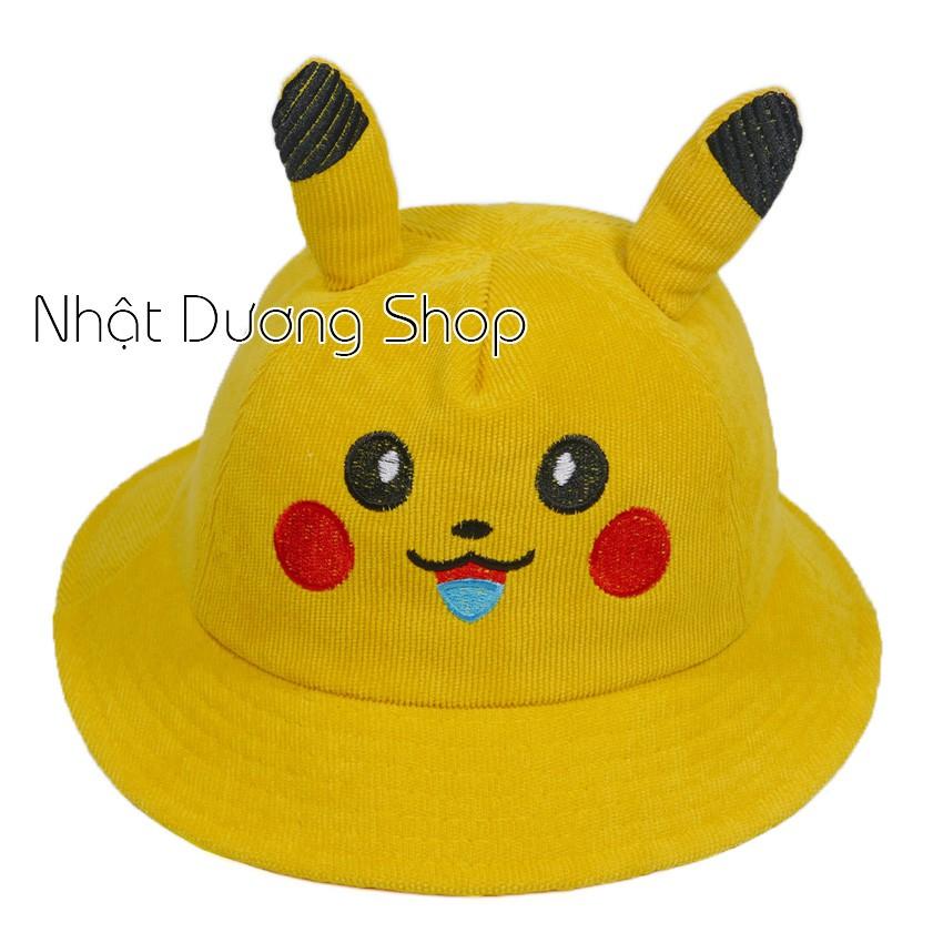 Mũ rộng vành trẻ em hình Pikachu dễ thương - Vàng chất liệu vải nhung cao cấp rất đẹp cho bé