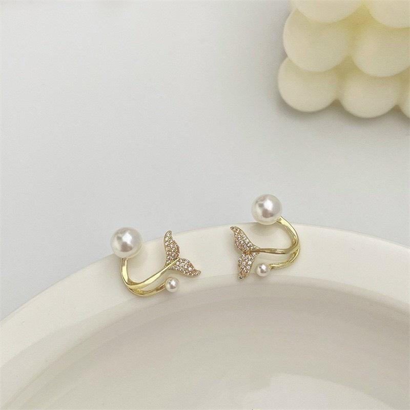 Bông tai thời trang nữ đuôi cá đính cườm BTAS111