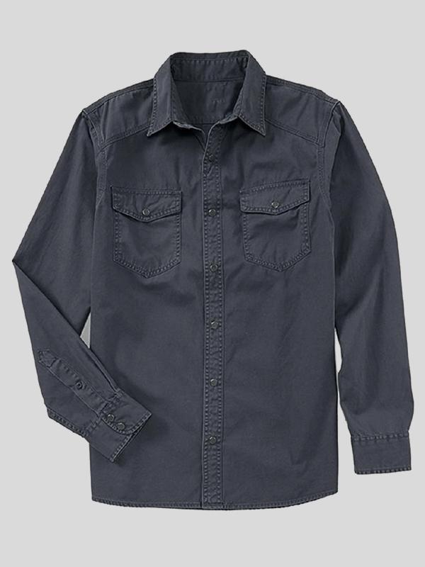 Áo Sơ Mi Nam Esprit Chino Solid Twill Snap Front Western Regular Fit Shirt - SIZE M/L
