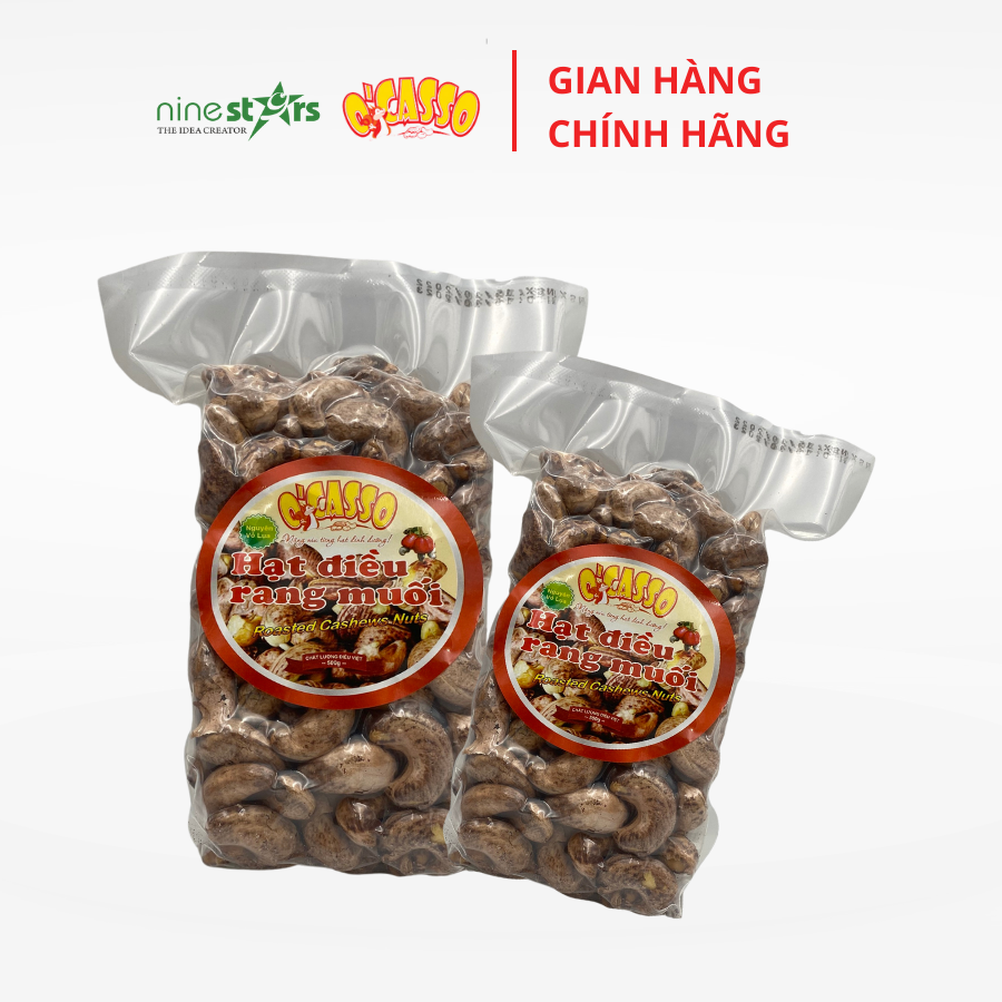 1Kg Hạt Điều Rang Muối Vỏ Lụa Loại Cồ O'Casso (2 Gói Hút Chân Không)