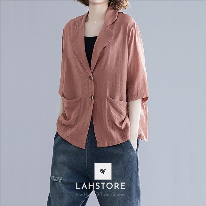 Áo Blazer nữ tay nỡ LAHSTORE, chất liệu LINEN cao cấp, thiết kế thanh lịch, phong cách Hàn Quốc