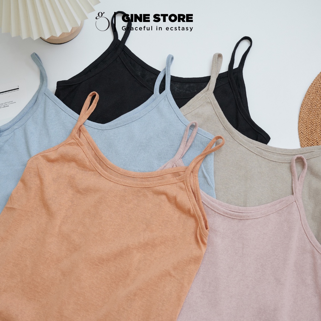 Áo hai dây nữ màu pastel GINE STORE mỏng mát, dễ thương - Áo dây Laura Cotton