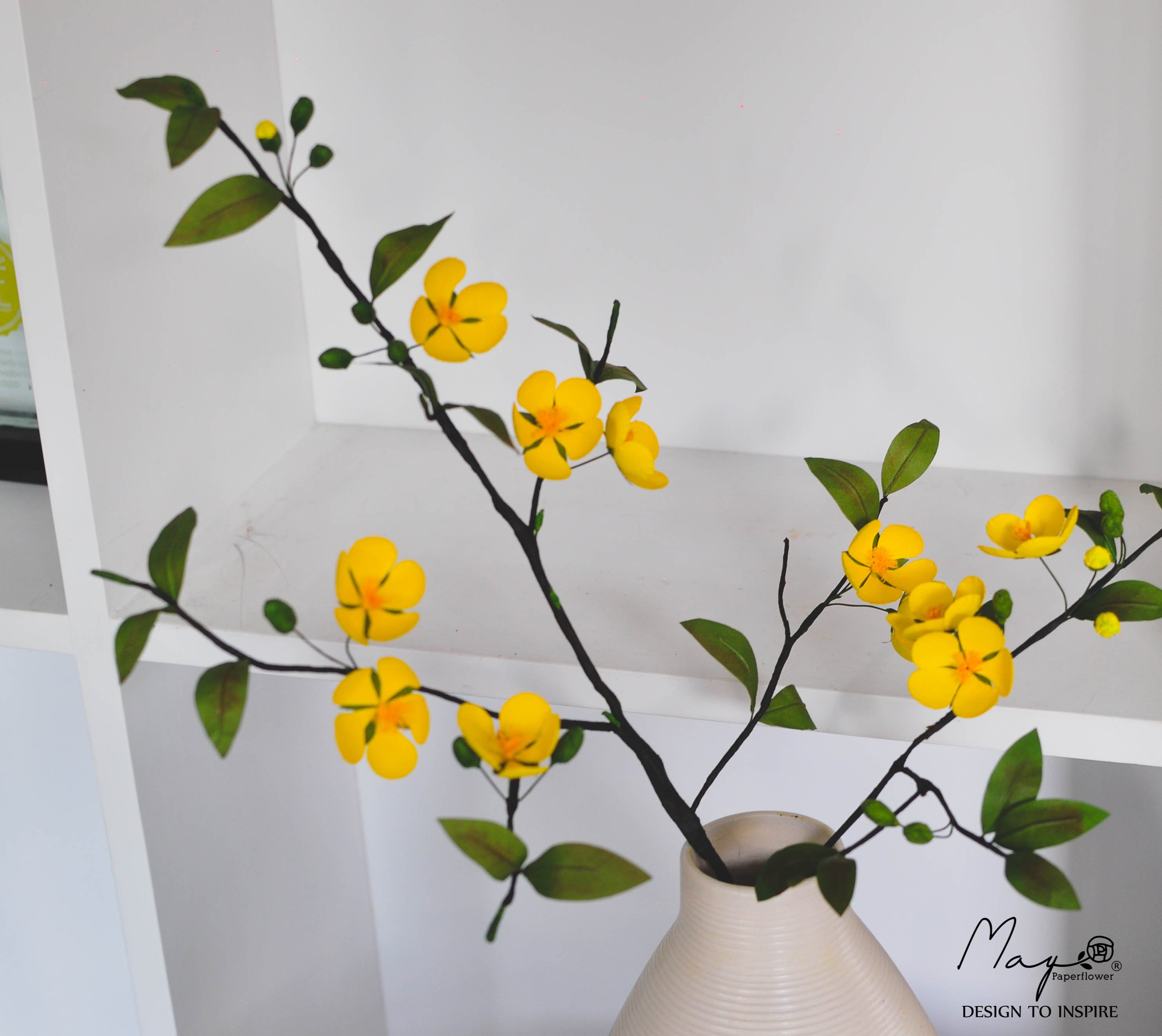 Hình ảnh Hoa giấy handmade trang trí Tết, Cành Hoa Mai handmade , Maypaperflower - hoa giấy nghệ thuật, hoa cắm bình, decor nhà ở